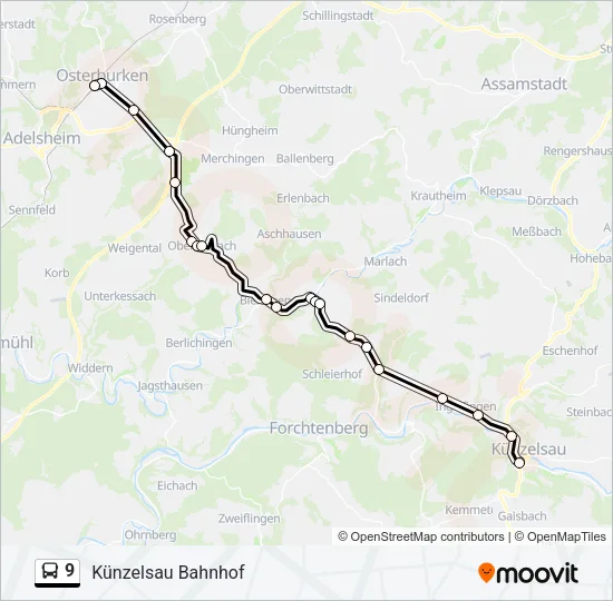 9 Bus Line Map