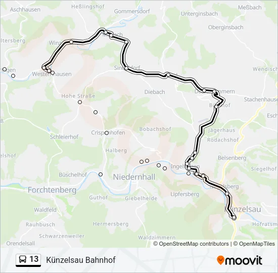 13 Bus Line Map