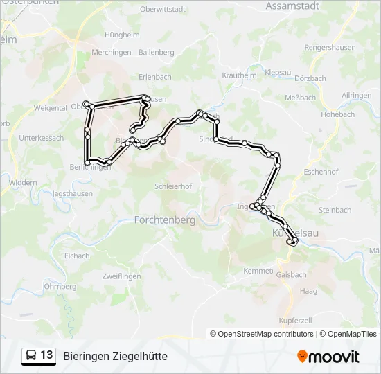 13 Bus Line Map