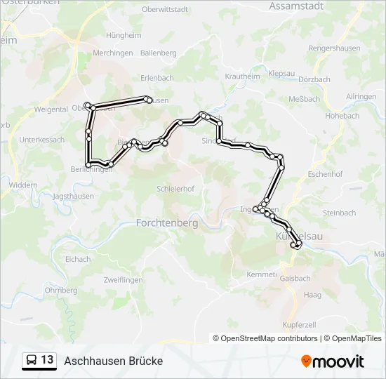 13 Bus Line Map