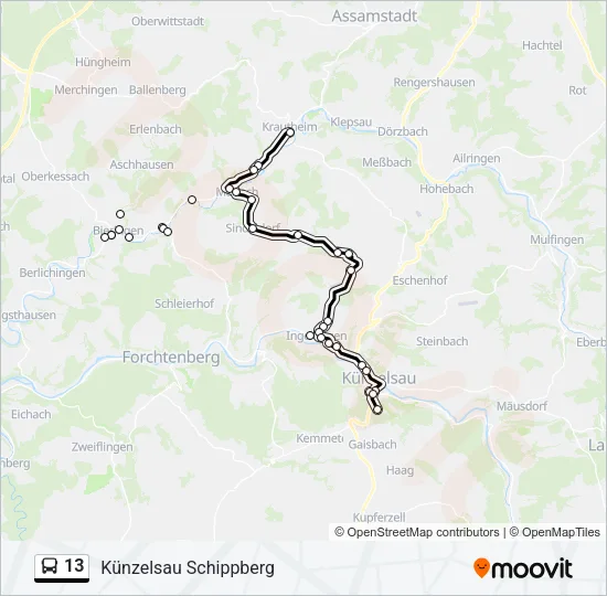 13 Bus Line Map