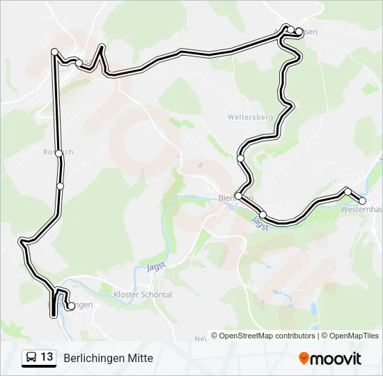13 Bus Line Map