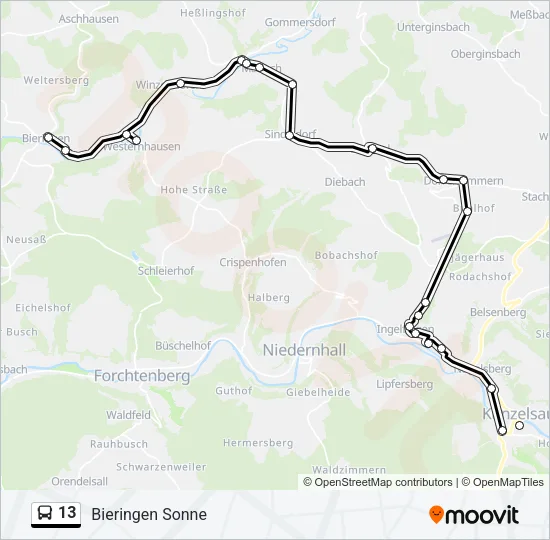 13 Bus Line Map