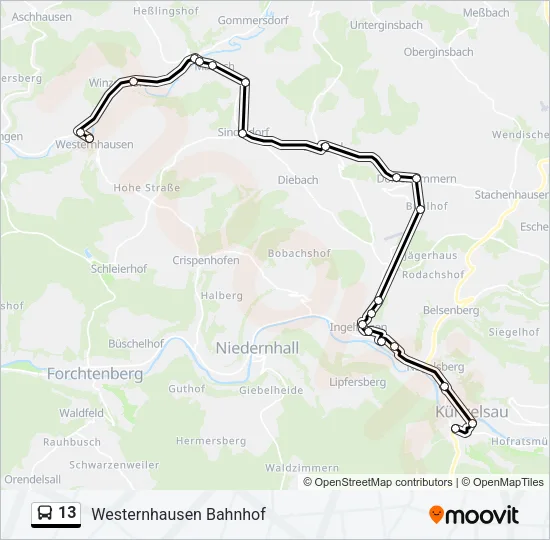 13 Bus Line Map