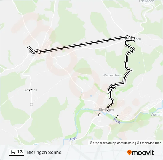 13 Bus Line Map