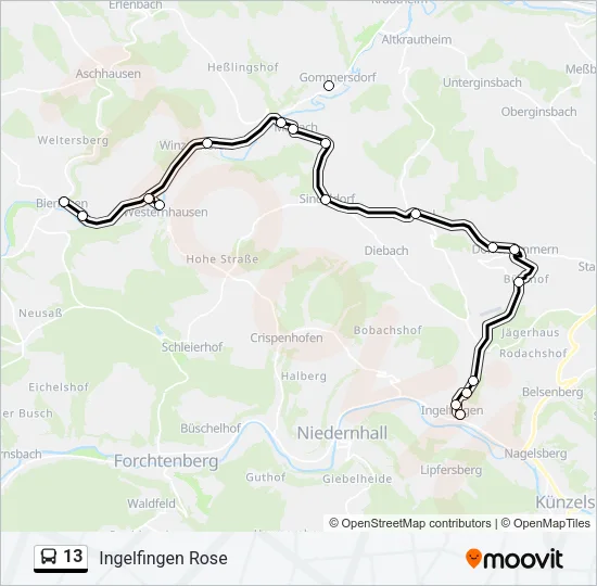 13 Bus Line Map