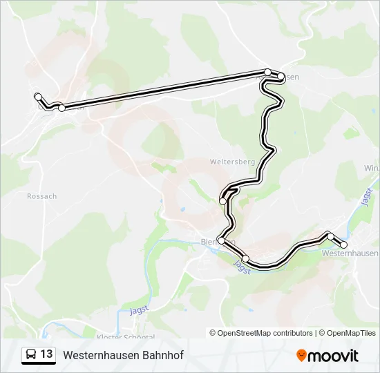 13 Bus Line Map