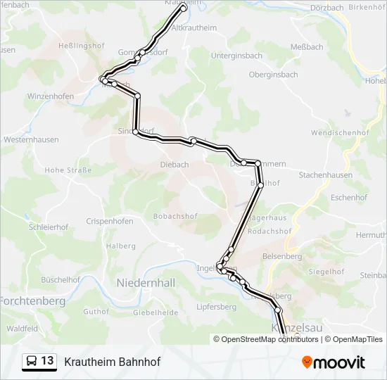 13 Bus Line Map