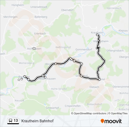 Автобус 13: карта маршрута