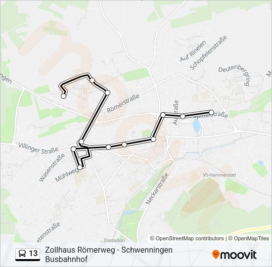 Bus 13: карта маршрута