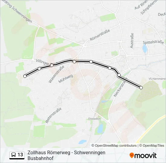 13 Bus Line Map