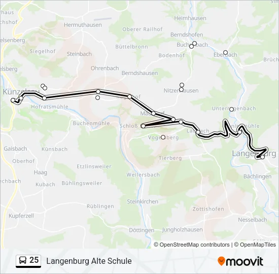 25 Bus Line Map