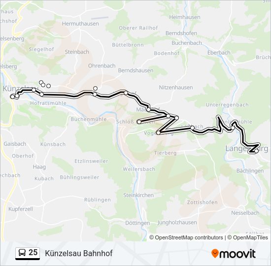 Автобус 25: карта маршрута