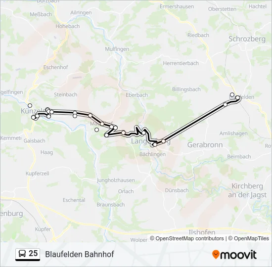25 Bus Line Map