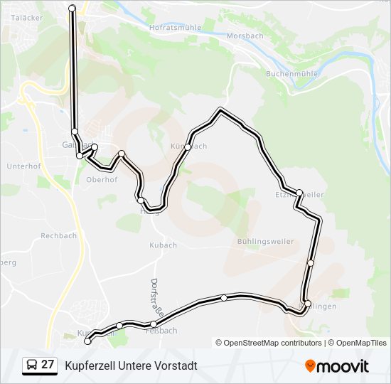 Автобус 27: карта маршрута