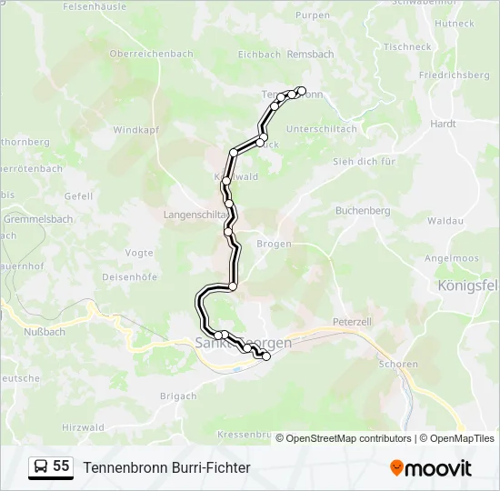 55 Bus Line Map