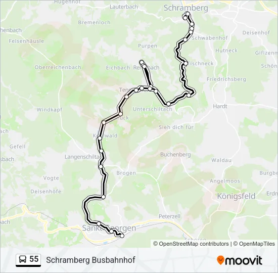 55 Bus Line Map