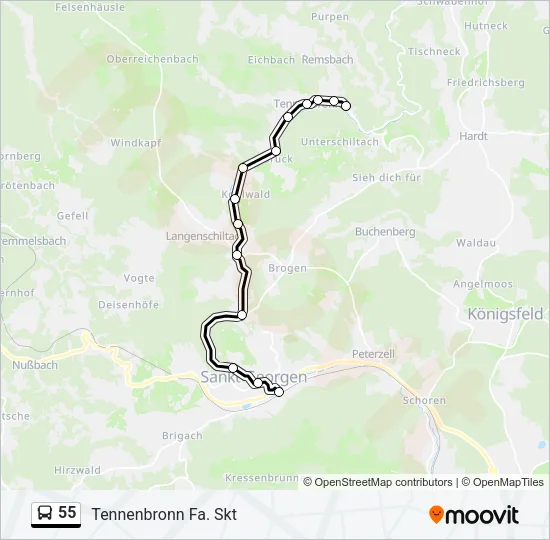 55 Bus Line Map