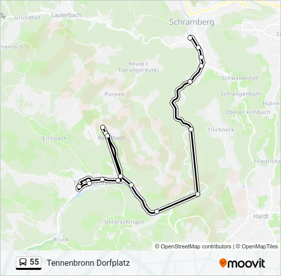 55 Bus Line Map