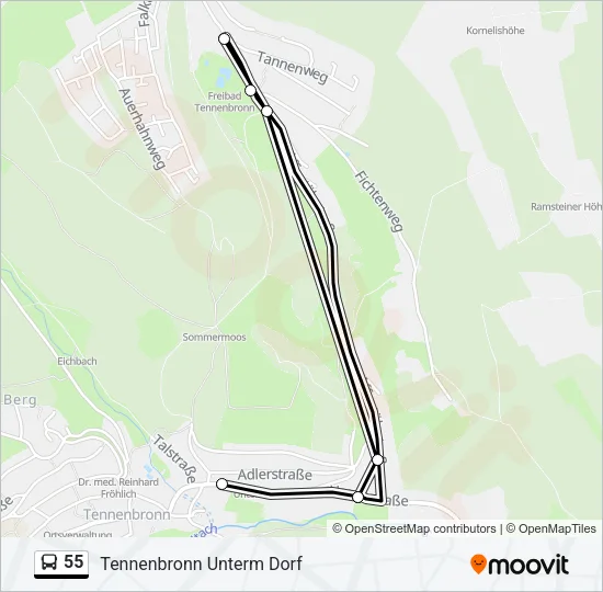 55 Bus Line Map