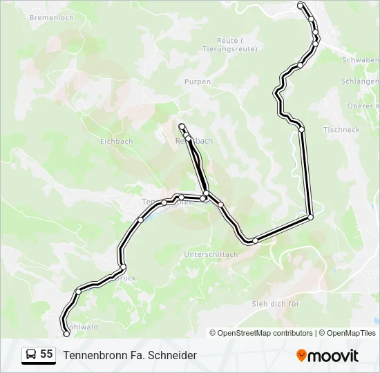 55 Bus Line Map