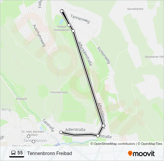 55 Bus Line Map