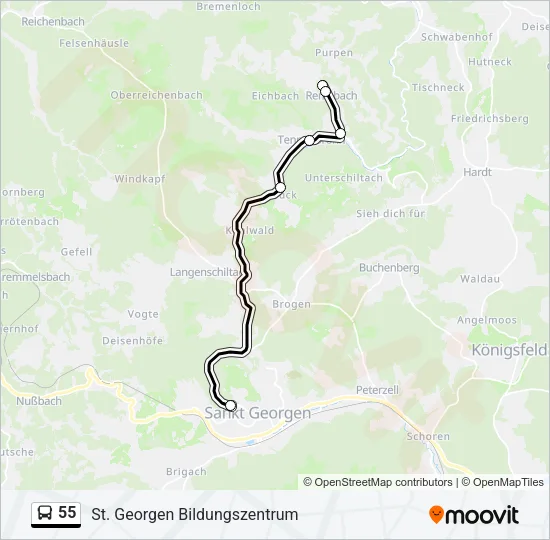 55 Bus Line Map