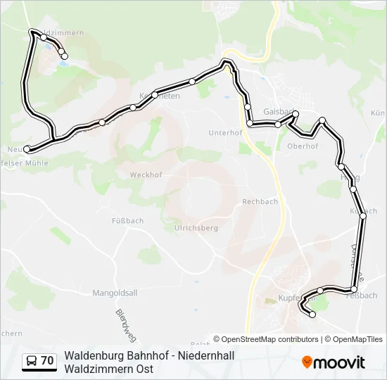 70 Bus Line Map
