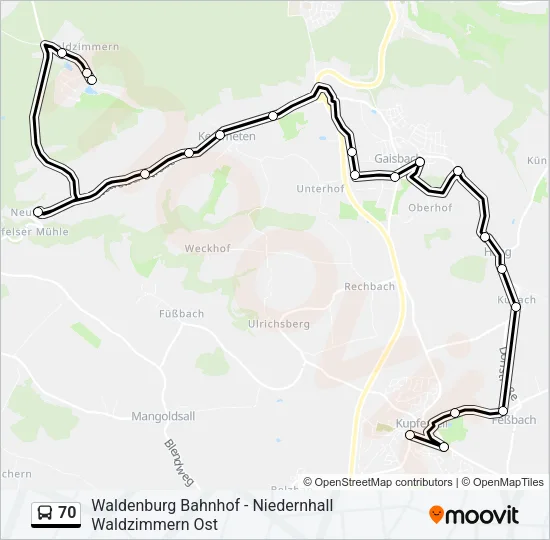 70 Bus Line Map