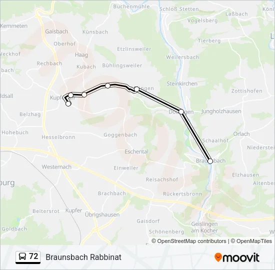 72 Bus Line Map