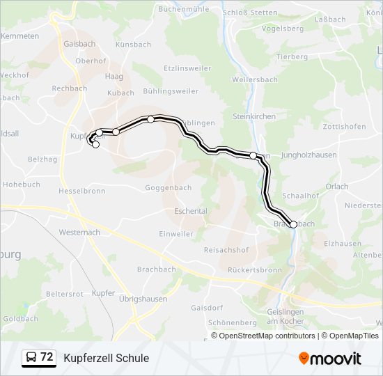 Автобус 72: карта маршрута