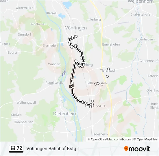 72 Bus Line Map