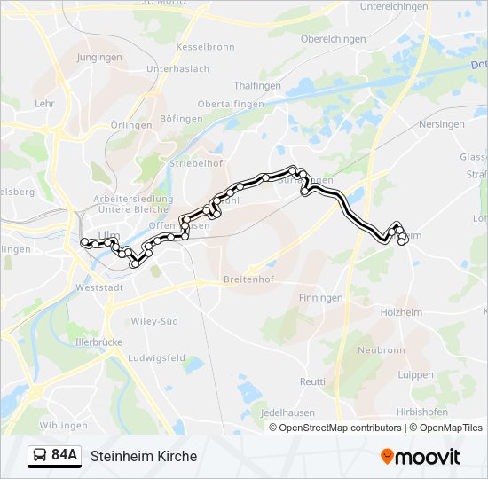 Автобус 84A: карта маршрута