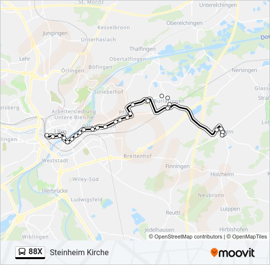 Автобус 88X: карта маршрута