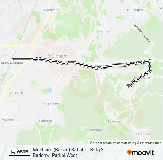 650B Bus Line Map