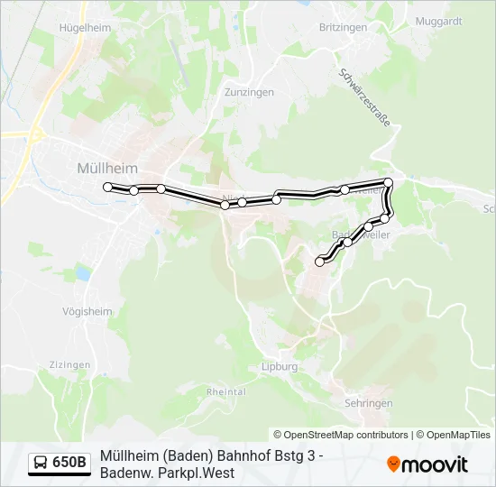 650B Bus Line Map