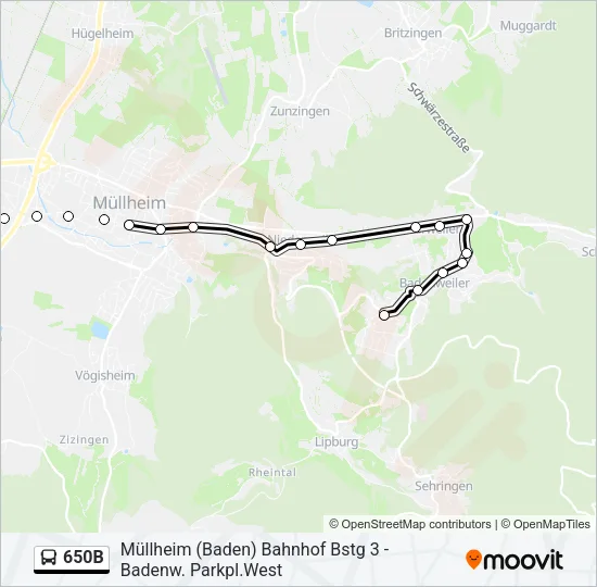650B Bus Line Map
