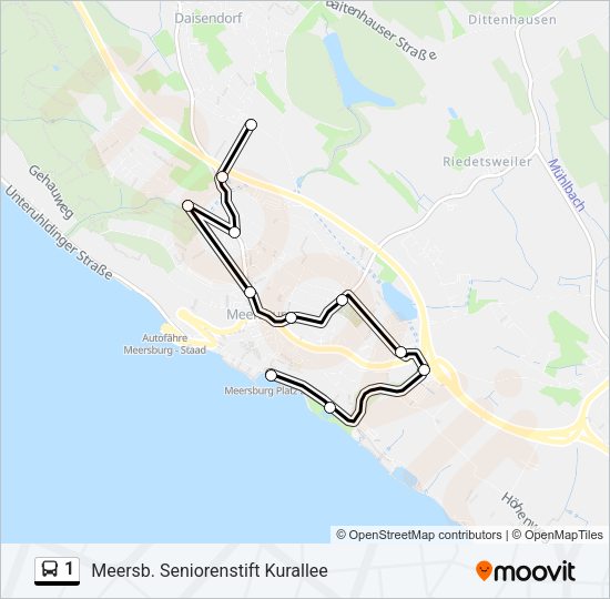 Автобус 1: карта маршрута