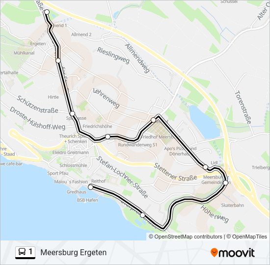 Автобус 1: карта маршрута