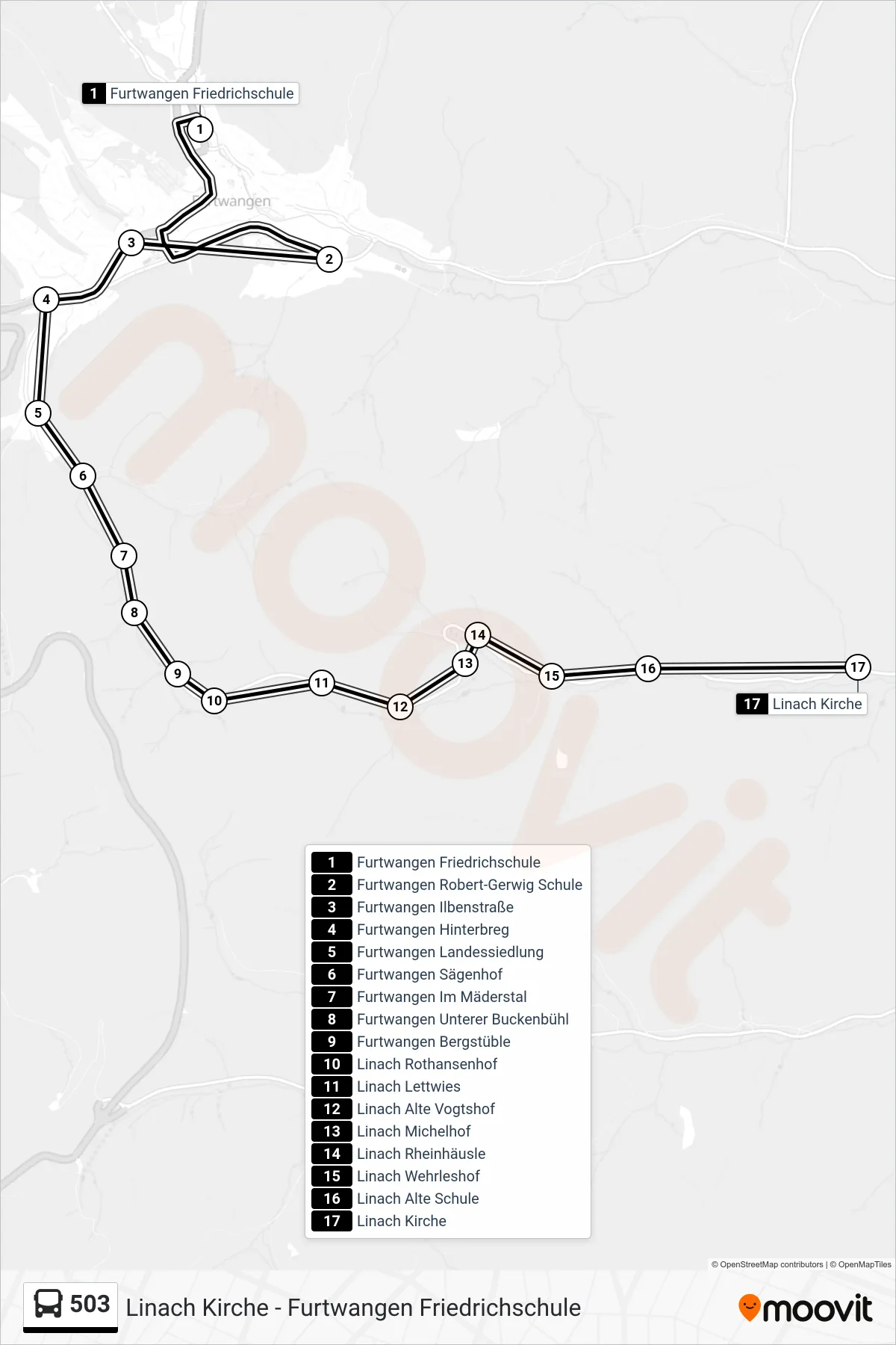 Linie 503 (Bus) Richtung Linach Kirche: Route und Haltestellen auf der Karte
