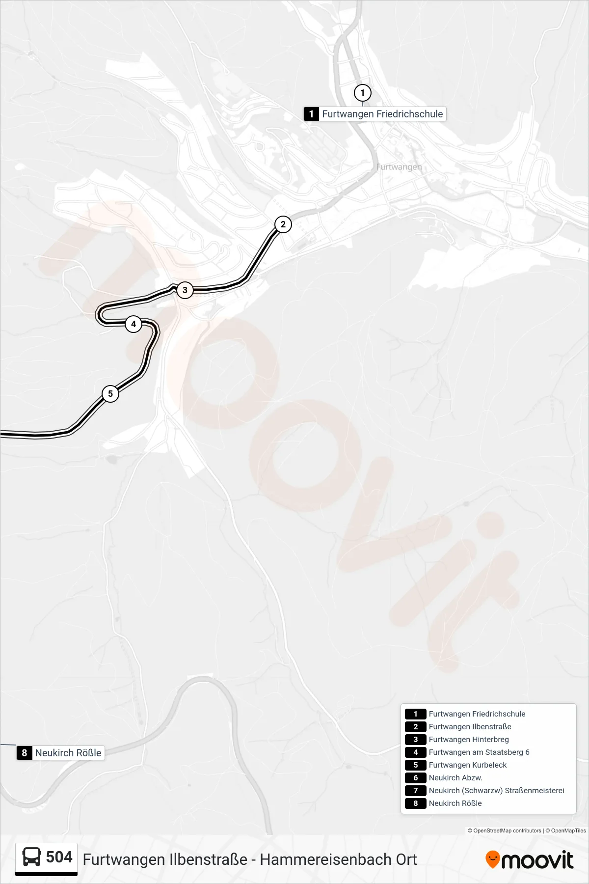 504 bus Line (Neukirch Rößle) route and stops on a map