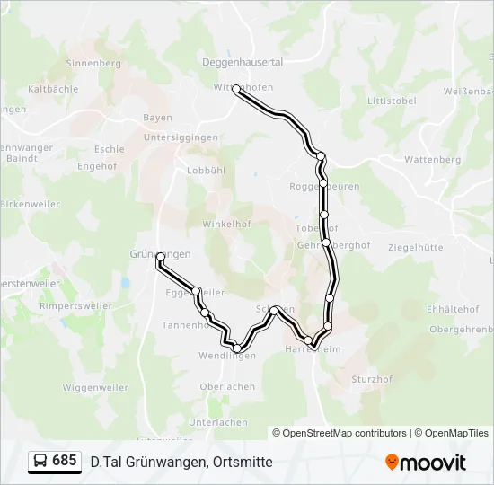 685 Bus Line Map