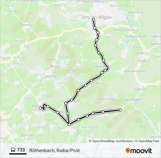 733 Bus Line Map