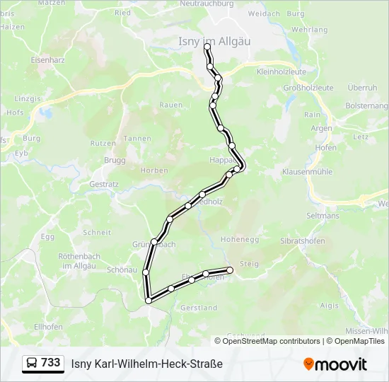 733 Bus Line Map