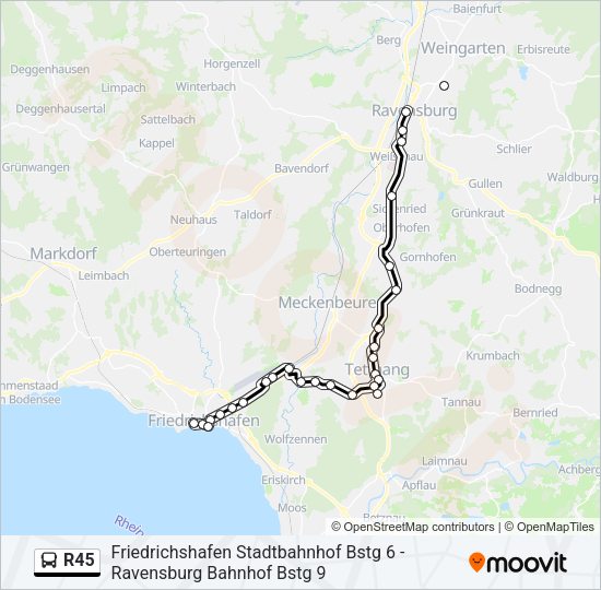 R45 Bus Line Map