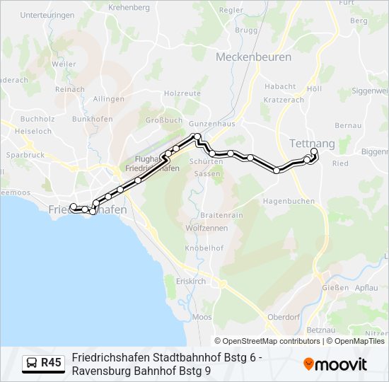 R45 Bus Line Map