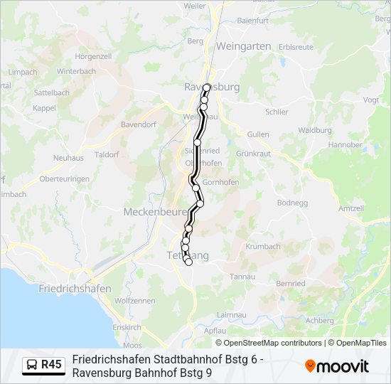 R45 Bus Line Map