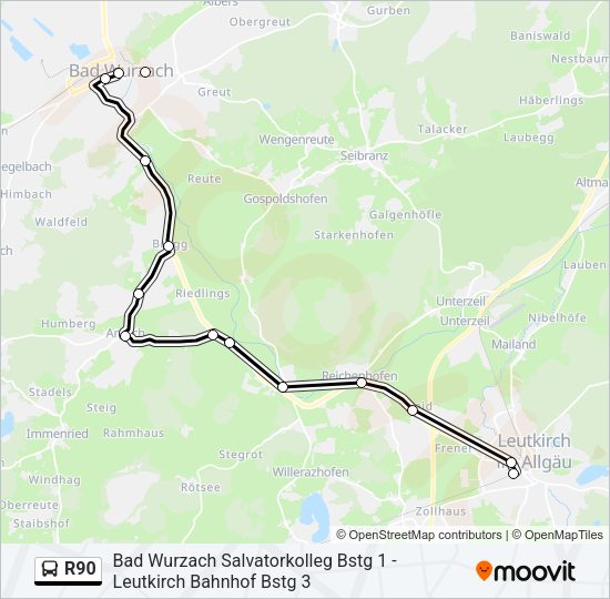 R90 Bus Line Map