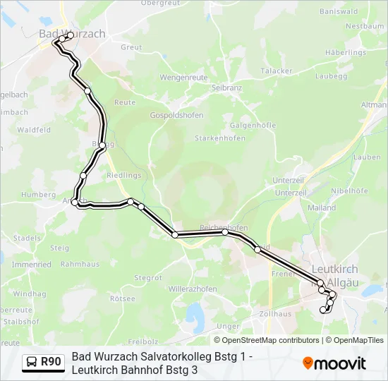 R90 Bus Line Map