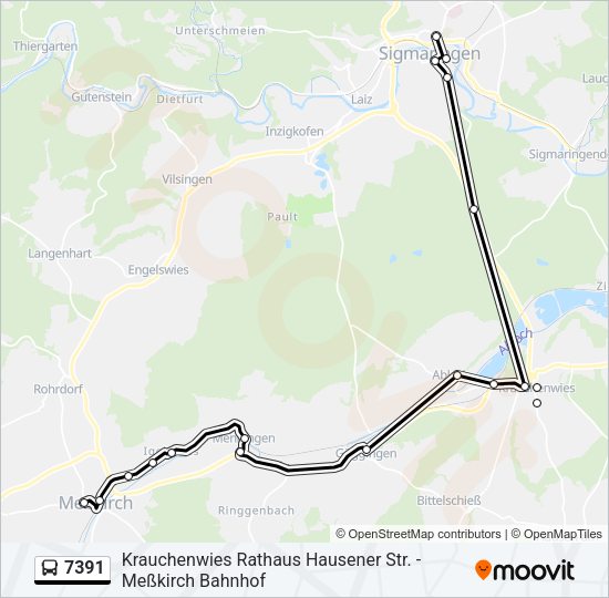 Автобус 7391: карта маршрута